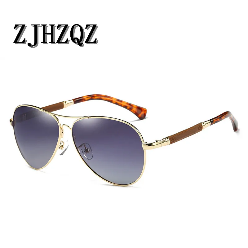 ZJHZQZ алюминиево-магниевый сплав, мужские поляризованные солнцезащитные очки, покрытие, зеркала, бренд Pilot, Ретро стиль, Классические солнцезащитные очки для женщин - Цвет линз: Golden Black