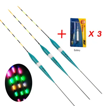 

3Pcs/lot Led Electronic Fishing Float with Battery Night Luminous Flotador Balsa Wood Night Vision Float Fishing Tackle Bobber