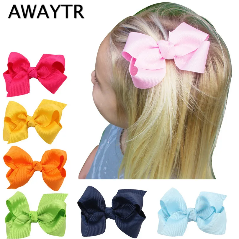 Awaytr 6 8cm 2pcs Lot Girls Hair Bows With Clips Infant Hairbows