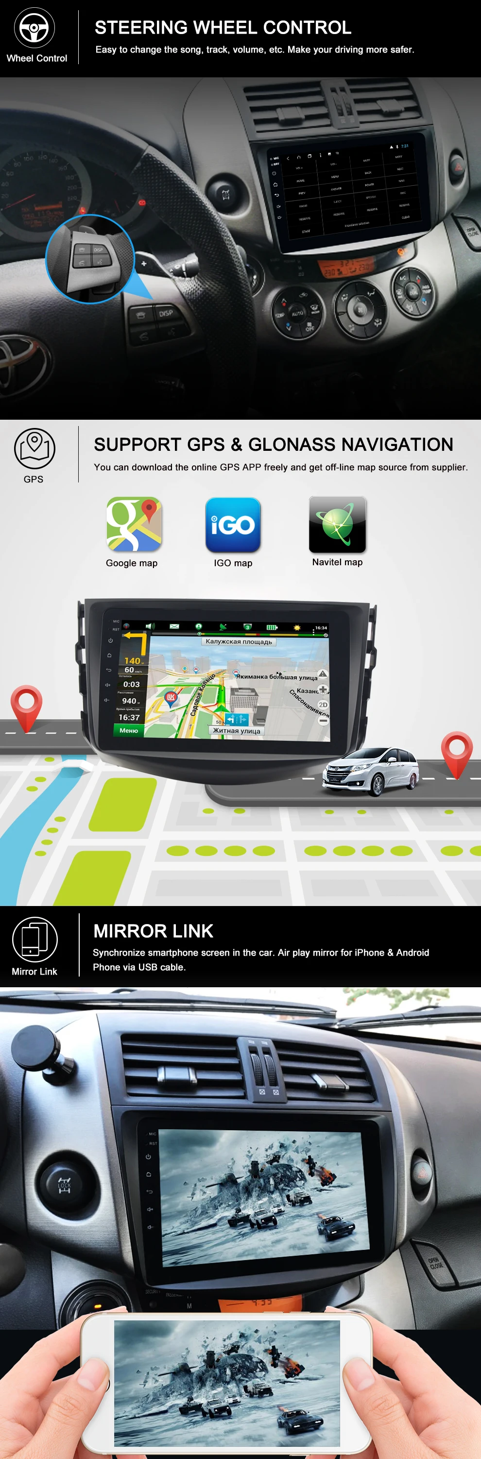 AUTOTOP 2 Din Android RAV4 автомобильный DVD мультимедиа RAV 4 Android 8,1 автомобильный dvd-плеер для Toyota RAV4 2007-2011 gps Радио Навигация