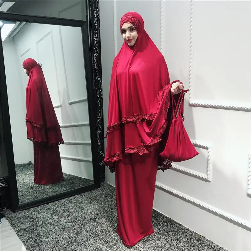 2 шт. abaya Robe Khimar Дубай, Турция мусульманский хиджаб платье кафтан цзилбаб Caftan молитва Исламская одежда Рамадан набор поклонения Халат