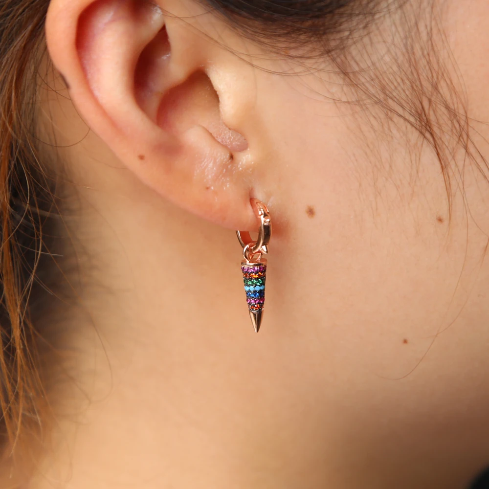 

CUTE LOVELY jewelry design colored cz summer beach tiny spikes punk elegance multi color stone spike dangle fashion earring