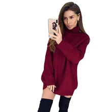 Loose Knitted Women Pullovers High Necked Ladies Long Sweaters Tops 2018 Autumn Winter New Fashion Long Sleeve Female Clothing
