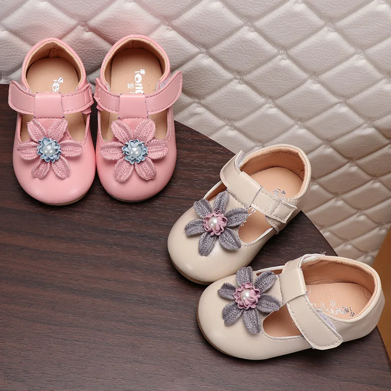 2019 Cute Flower PU Leather Baby Girl Fashion Little Princess Shoes Soft Cute Infant Toddler