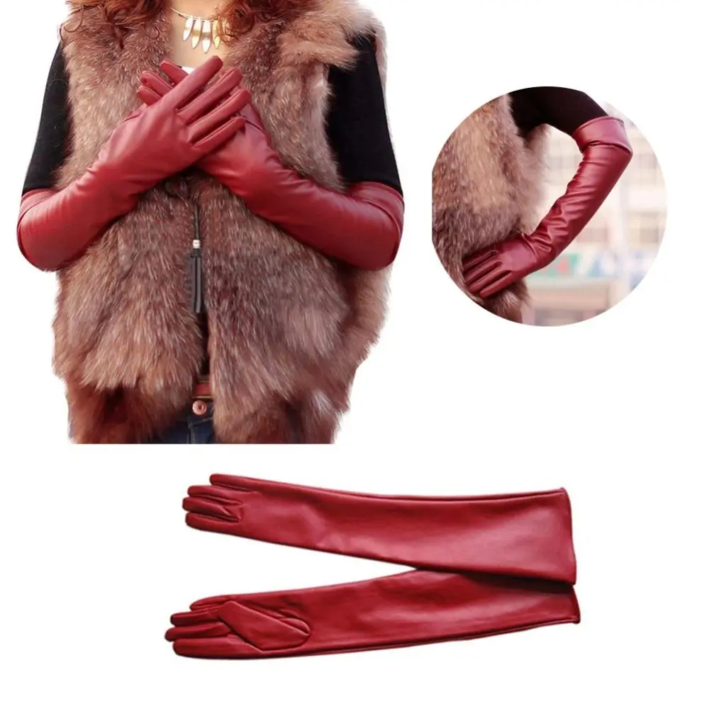 HEALMEYOU Women Lady Winter Long Leather Gloves Touchscreen Elbow Length Evening Party 1xin
