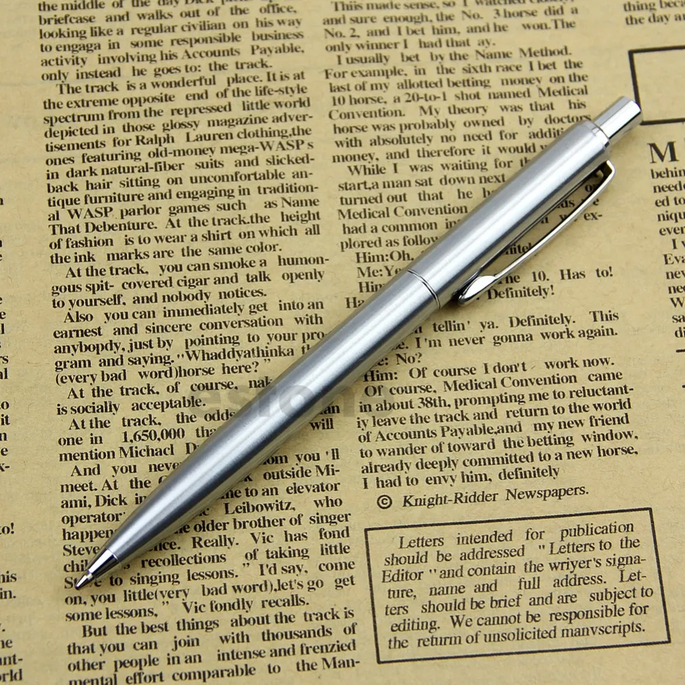 Горячая металлическая шариковая ручка из нержавеющей стали с серебряной отделкой BAOER37