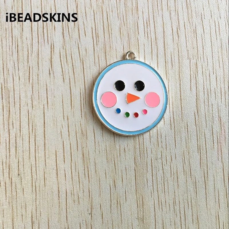 

36mm 10pcs/lot silver zinc alloy enamel Christmas snowman head (Design as shown) Pendant for Jewelry Necklace#0539