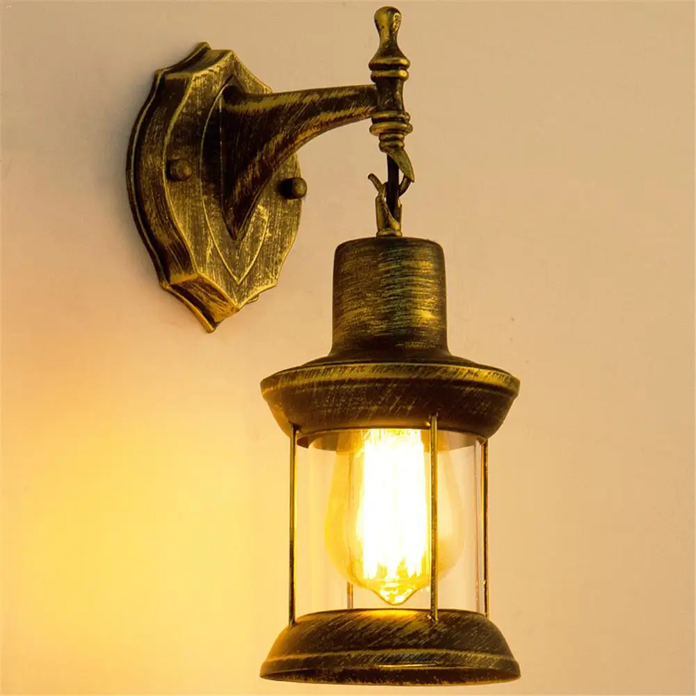 Старинный модный ретро Амбарный фонарь настенный светильник гостиничный коридор прохода свет инженерный антикварный стеклянный настенный светильник бра винтажный Европейский