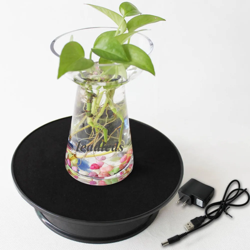 20cm Black Velvet Top Electric Motorized Rotary Rotating Display Turntable Max Load 1.5kg for jewelry Model display stand