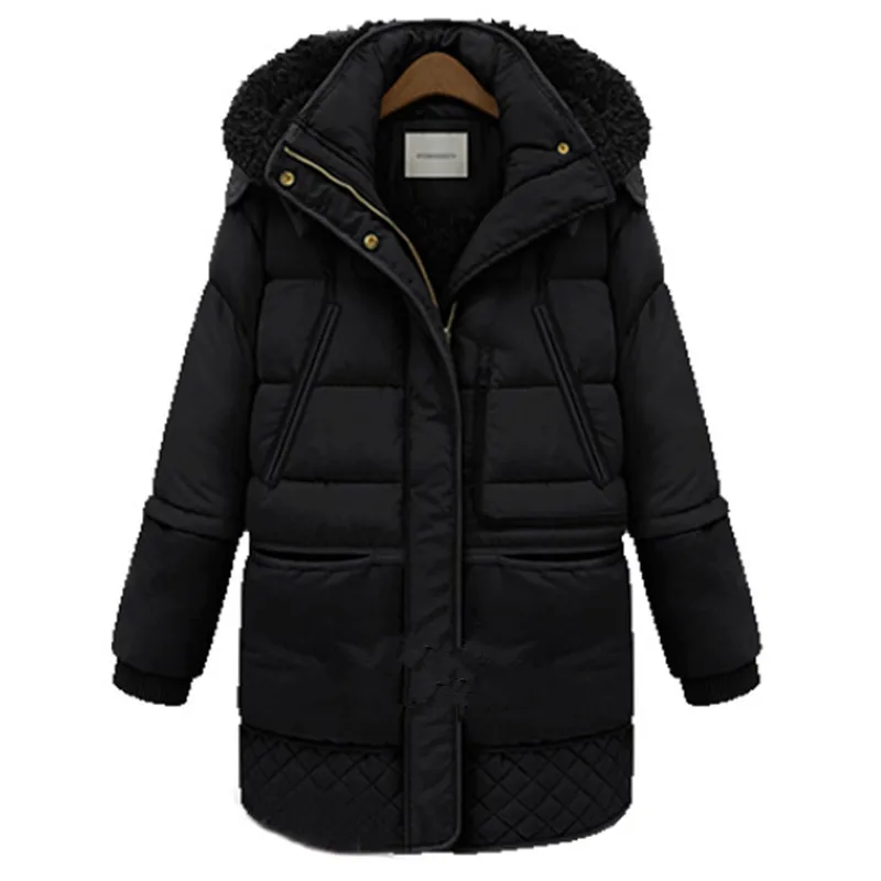 Agneau Vestes Parkas Hiver black Mince Manteaux Y418 Capuche Rembourré 2018 Laine Femmes Veste Nouveau White Chaud Longue De Épais 3xl 5XwvZWq