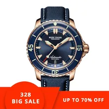 Reef Tiger/RT Super Luminous Dive Watches for Men Rose Gold Blue Dial Watches Analog Automatic Watches RGA3035