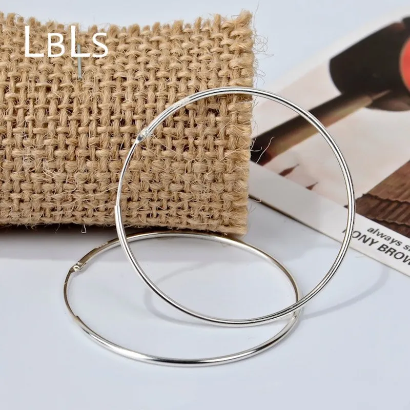 60mm Big Earrings Hoop REAL 925 Sterling Silver Hoop Earrings For Women 