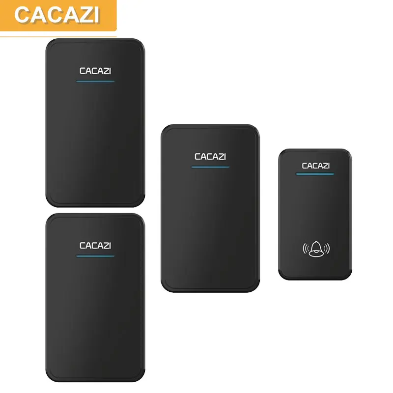 

CACAZI AC 100-220V wireless doorbell 1 waterproof button+3 receivers EU US UK plug door ring 48 ringtones 6 volume door chime