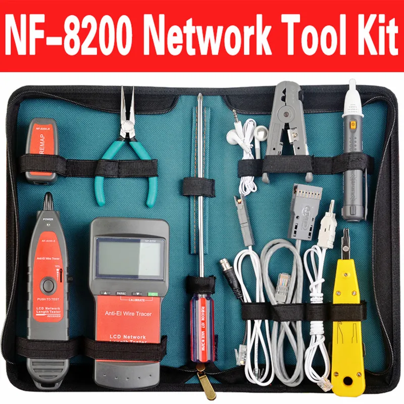 NF 8200SET RJ45 RJ11 BNC USB LAN Network Tool Kit Cable Tester Crimp