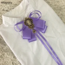 Женские галстуки с розочками, элегантные, милые, универсальные, с бантом, женские, новые, с лентой, кисточками, цветные, гладкие, тонкие, в Корейском стиле, Harajuku