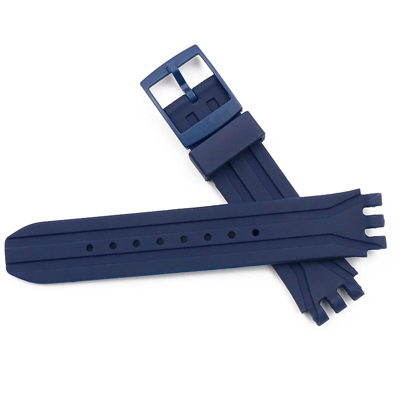 Силиконовый ремешок для мужских часов Swatch SUIK400 SUIB400 резиновый с пряжкой язычком