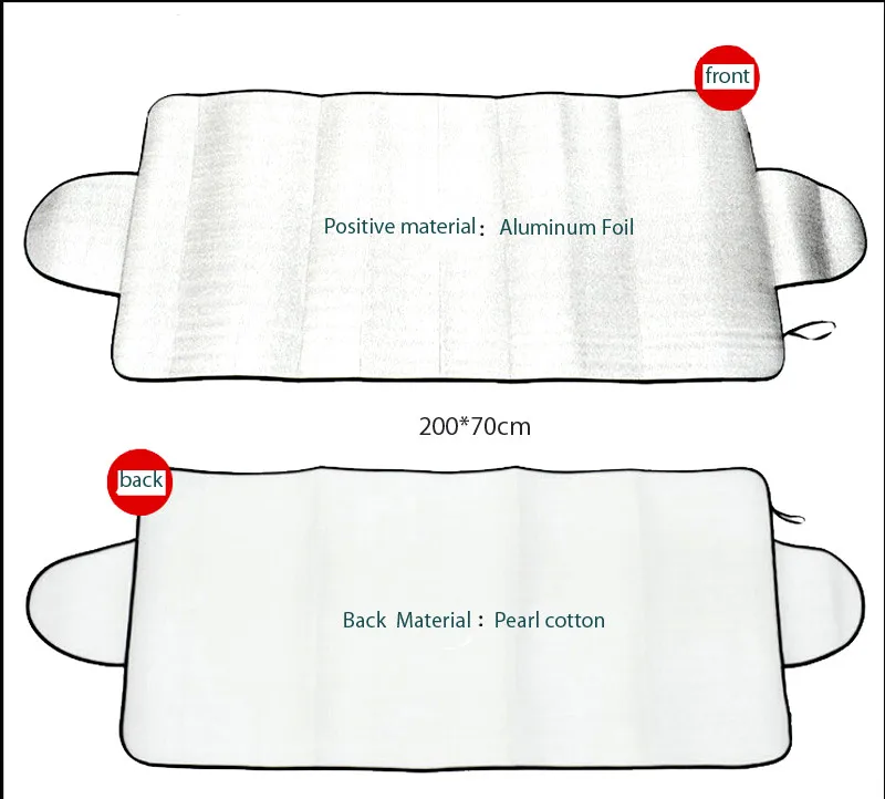 200 см* 70 см солнцезащитный козырек, серебристое переднее окно, утолщенный автомобильный Снежный щит, защита от УФ-лучей, чехлы для всех автомобилей