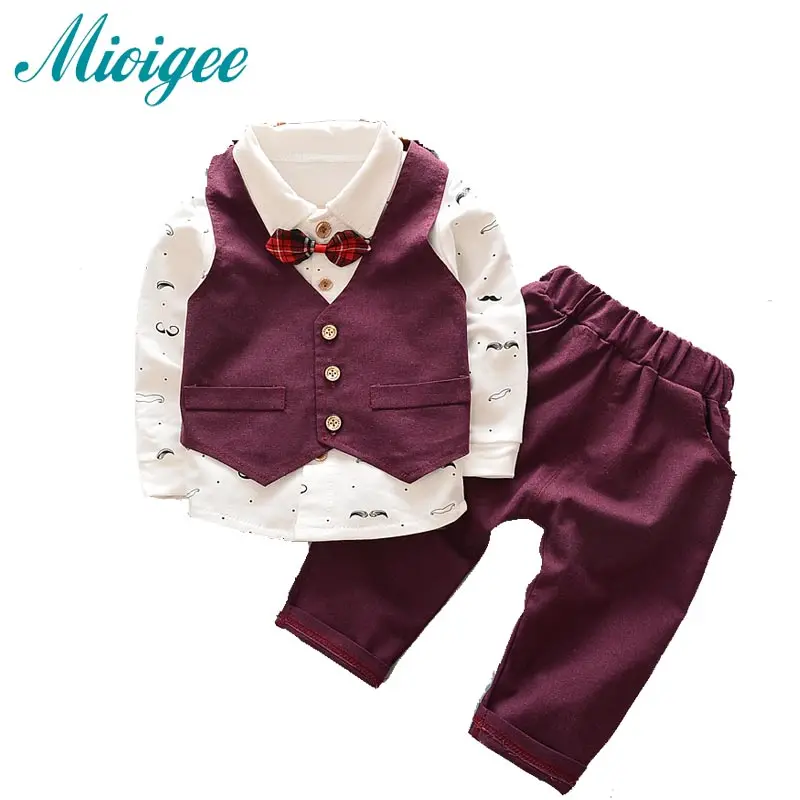 

2017 New Spring Baby Boys Clothing Sets Kids Clothes Sets Toddler Boys Clothing Baby Boy Clothes Gentleman Suit bow Tie