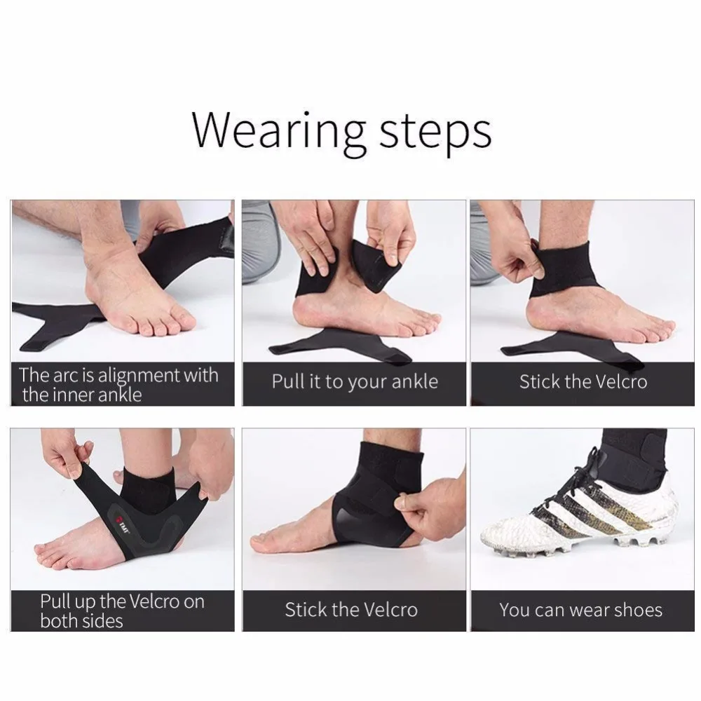 TMT fitness ankle brace ankle strap gym ankle Protection Running Sport Support Guard Foot Bandage Elastic Black universal adjust