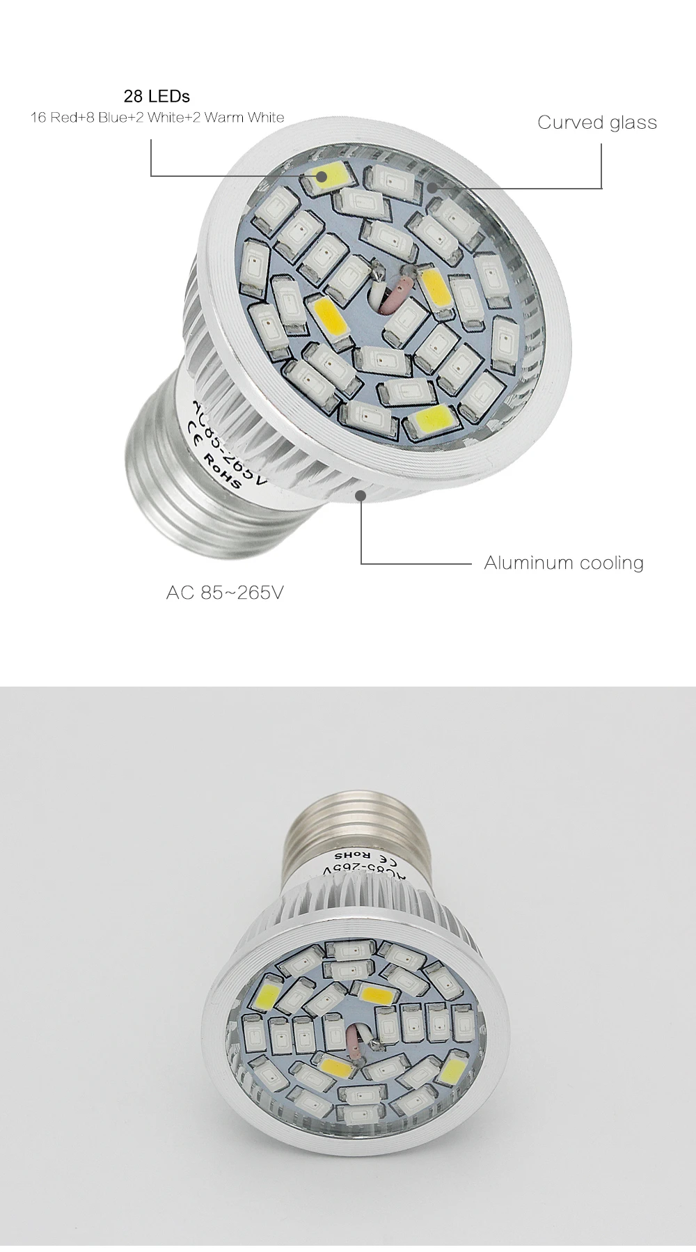 Полный спектр 5730 E27 28 Вт 28 SMD СВЕТОДИОДНЫЙ светильник для выращивания растений 220 В 110 В лампа для выращивания растений для комнатных цветов Гидропоника коробка палатка