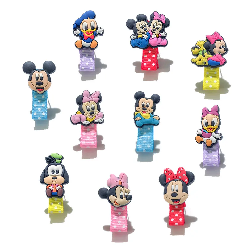

10pcs Mickey Cartoon Figure Girls Hairpins Hair Clips Cloth Wrapped Barrettes Hair Accessories Kid Gift Event/Party Favors
