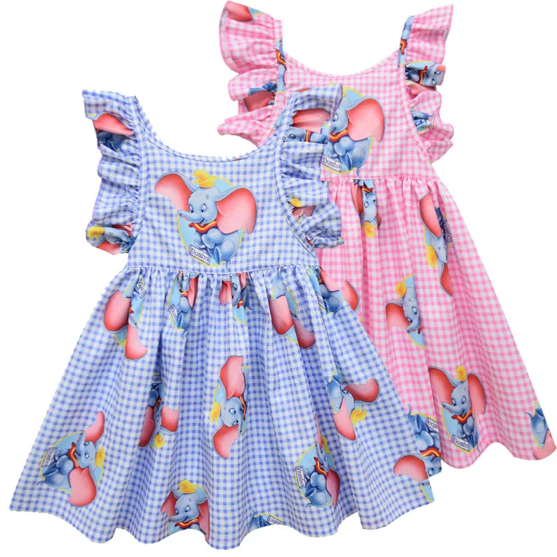 

New Girls Dress Kids Cartoon Flying Elephant Casual Clothes Children Summer Sleeveless Princess Dress