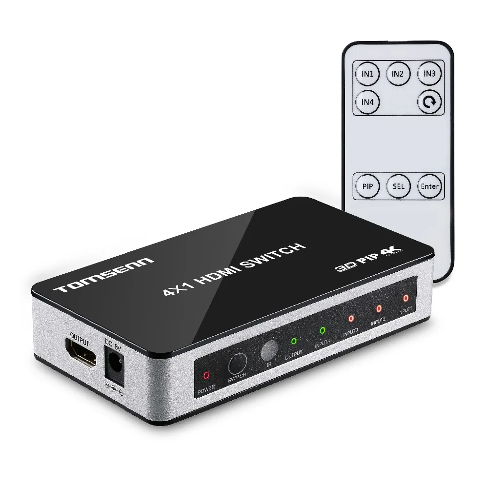 Tomsenn 4K x 2K 4 портовый высокоскоростной HDMI коммутатор 4x1 с функцией картинка в