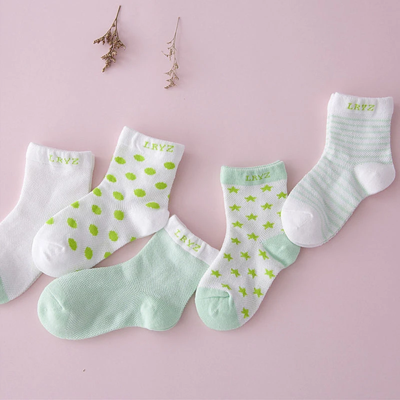 5 пар носков, комплект для маленьких мальчиков и девочек, хлопковые носки в горошек ярких цветов, Дышащие стильные носки мягкие носки для малышей