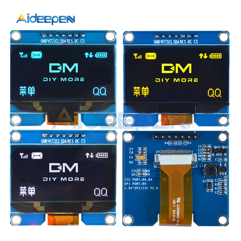 Модуль OLED-дисплея SPD0301 7PIN 1 54 дюйма 128x64 интерфейс IIC I2C SPI 3 3-5 В белый/синий/желтый
