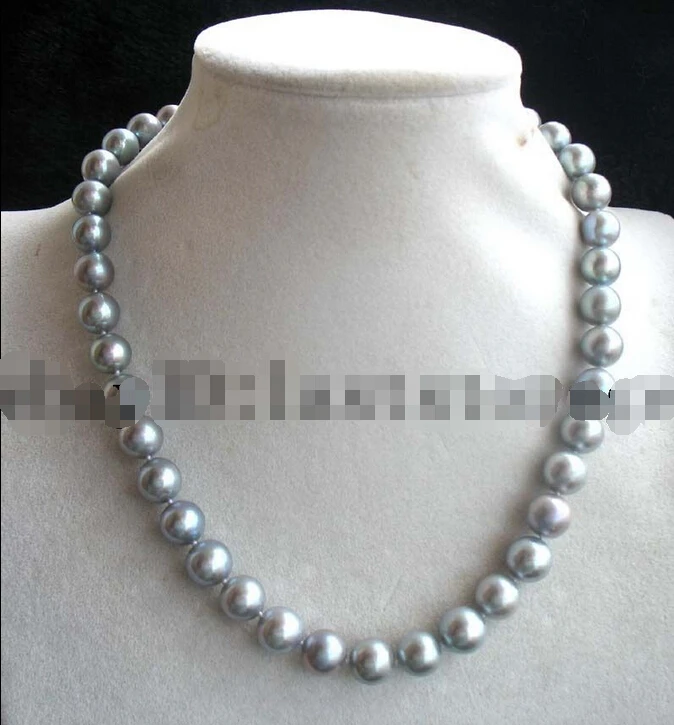 

FREE SHIPPING ******wholesale freshwater pearl AA gray round 10-11mm necklace 17" nature handmade