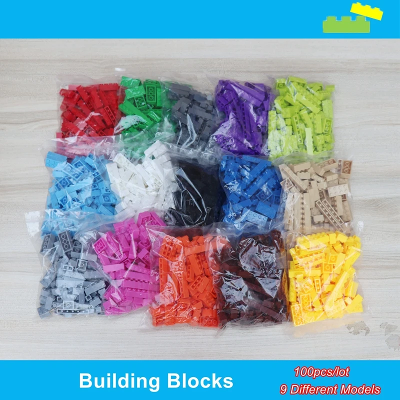 

ZXZ 15 Colors 100pcs/lot Enlighten Bulk Building Block Bricks Sets For Kids Mix 9 Models Compatible With Legoes Figure Blocks