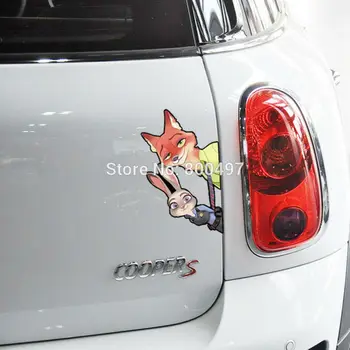 

10 x Newest Cartoon Zootopia Nick Fox and Judy Rabbit Car Sticker Decal for Honda Chevrolet Toyota Volkswagen Tesla BMW Kia Lada