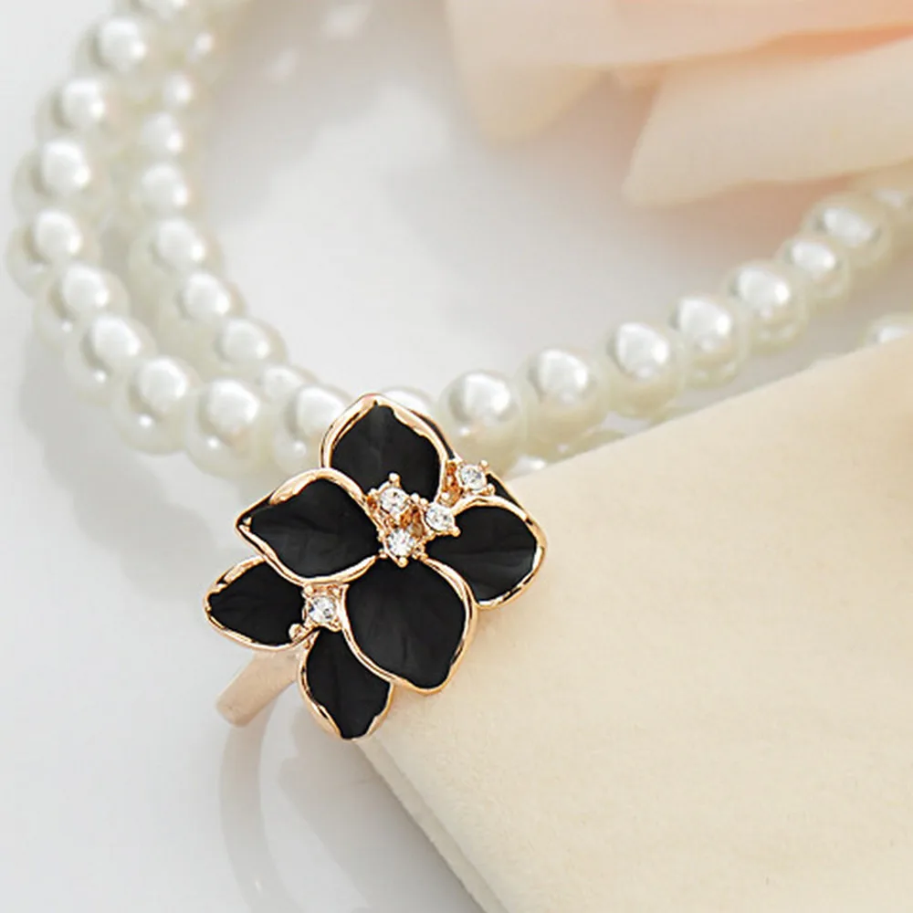 Lovely white Flower Pearl Ring Circle Stud Fashion Design Engagement White Black woman ring 2019 New | Украшения и аксессуары