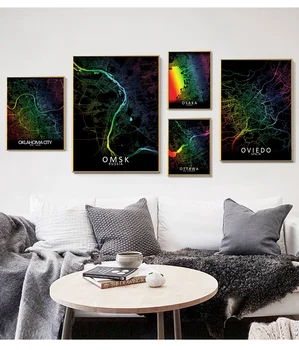 

Oklahoma Omsk Osaka Ottawa Oviedo Oxford Paisley Paisley Rainbow City Map Art Canvas Poster Prints Home Wall Decor