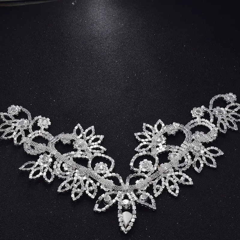 Rhinestone bridal dress necklines appliques (11)