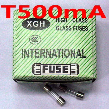 

(100 pcs/lot) T500mA 250V 5 x 20mm Slow Blow Glass Tube Fuse, 500mA, 0.5A.