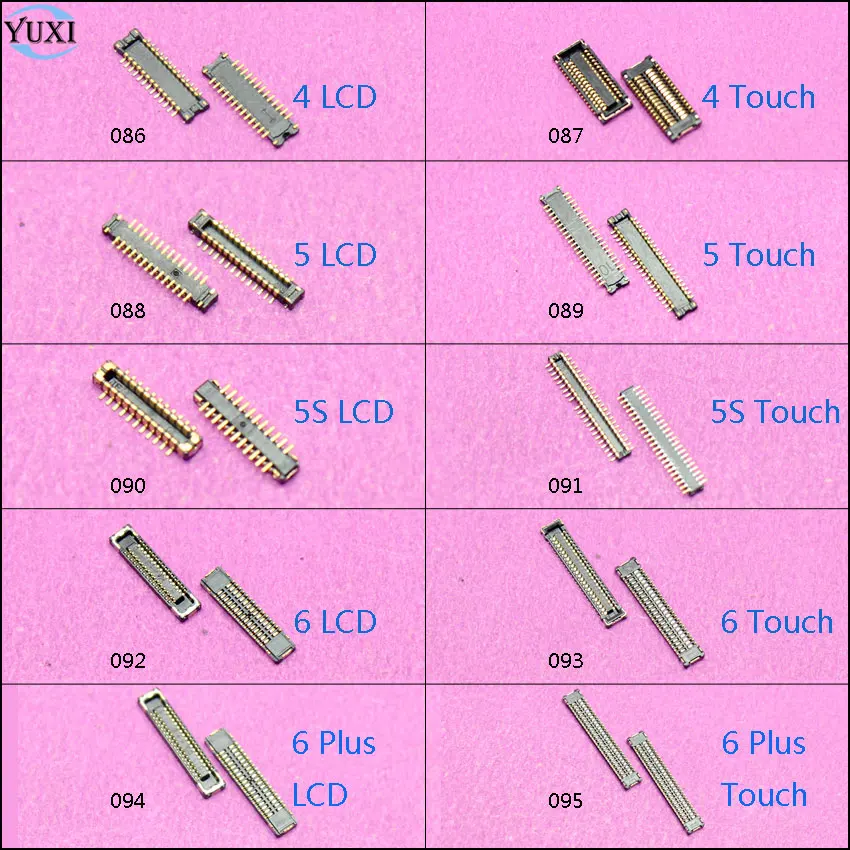 

YuXi 10pcs LCD Digitizer Touch Screen Display FPC connector for iPhone 4 4s 5 5s 6 Plus on motherboard mainboard