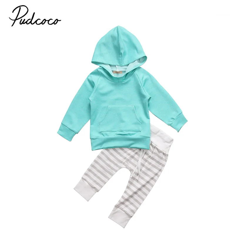 2017 Autumn Warm Sweaters Kids Baby Toddler Boy Girl Clothes Set Long Sleeve Hooded Tops Pants