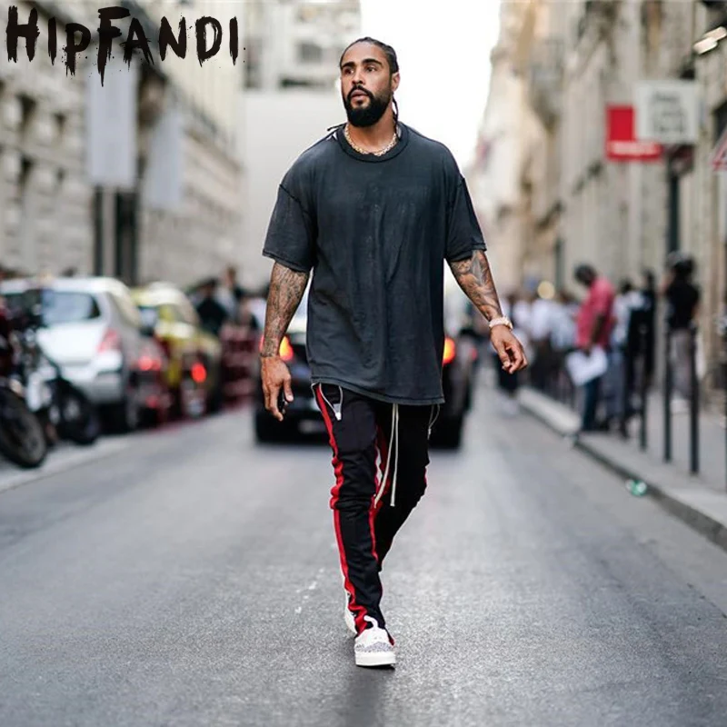 

HIPFANDI 2018 Zipped Ankle Track Hiphop Pants High Quality Vintage Contrast Striped Leisure Jogger Retro Side Striped Sweatpants