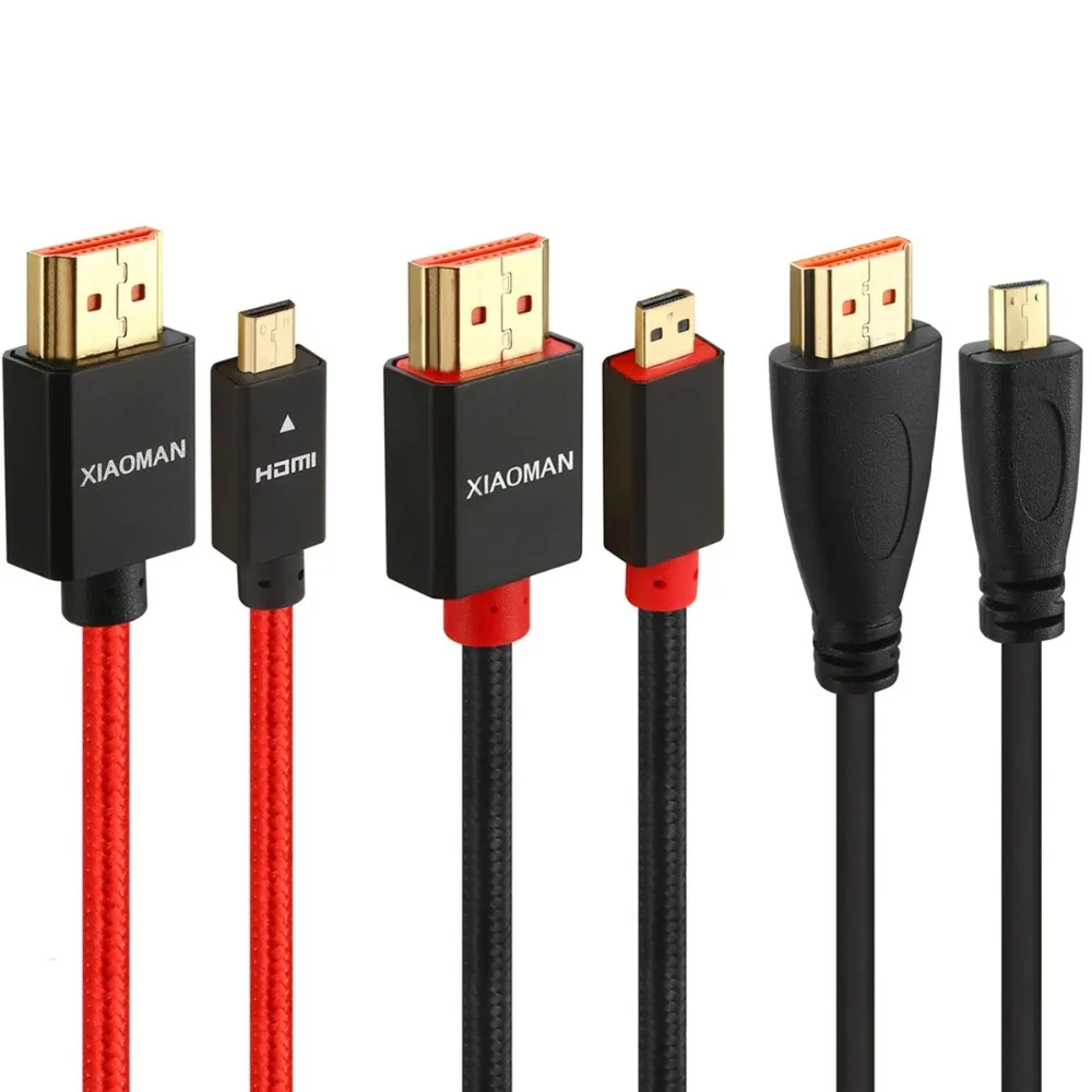 Высокоскоростной кабель Micro HDMI 1 м 2 3 штекер Поддержка Ethernet 3D 4K 1080P для планшета