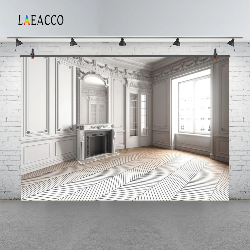 Laeacco House Interior Fireplace Window Photography Backgrounds Digital Customized Photographic Backdrops For Photo Studio