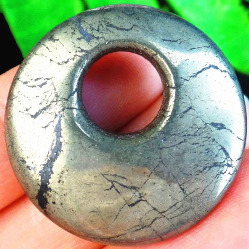 

30x8mm Natural Pyrite Round AGEGE Pendant Bead D2019724