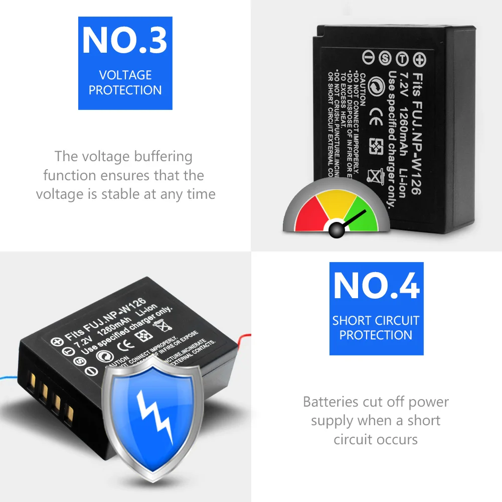 Цифровая батарея 1260mAh 7,2 V перезаряжаемые Цифровые Батареи X-Pro1 HS30EXR литий-полимерный NP-W126 для камеры Fuji FinePix
