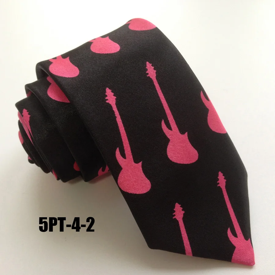 Высокая мода галстук с нотами тонкие узкие галстуки с красной гитарой мужской галстук на шею