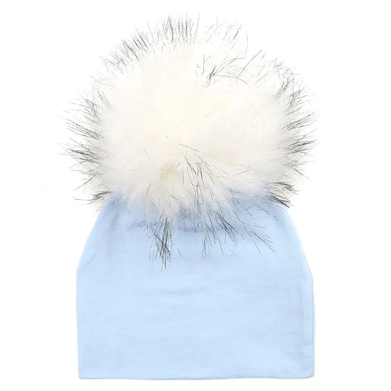 GZHilovingL Brand Newborn Kids Baby Boys Girls Warm Winter Spotted Cotton Beanie Fur Pom Pom Bobble Hat Cap Winter Warm Hat