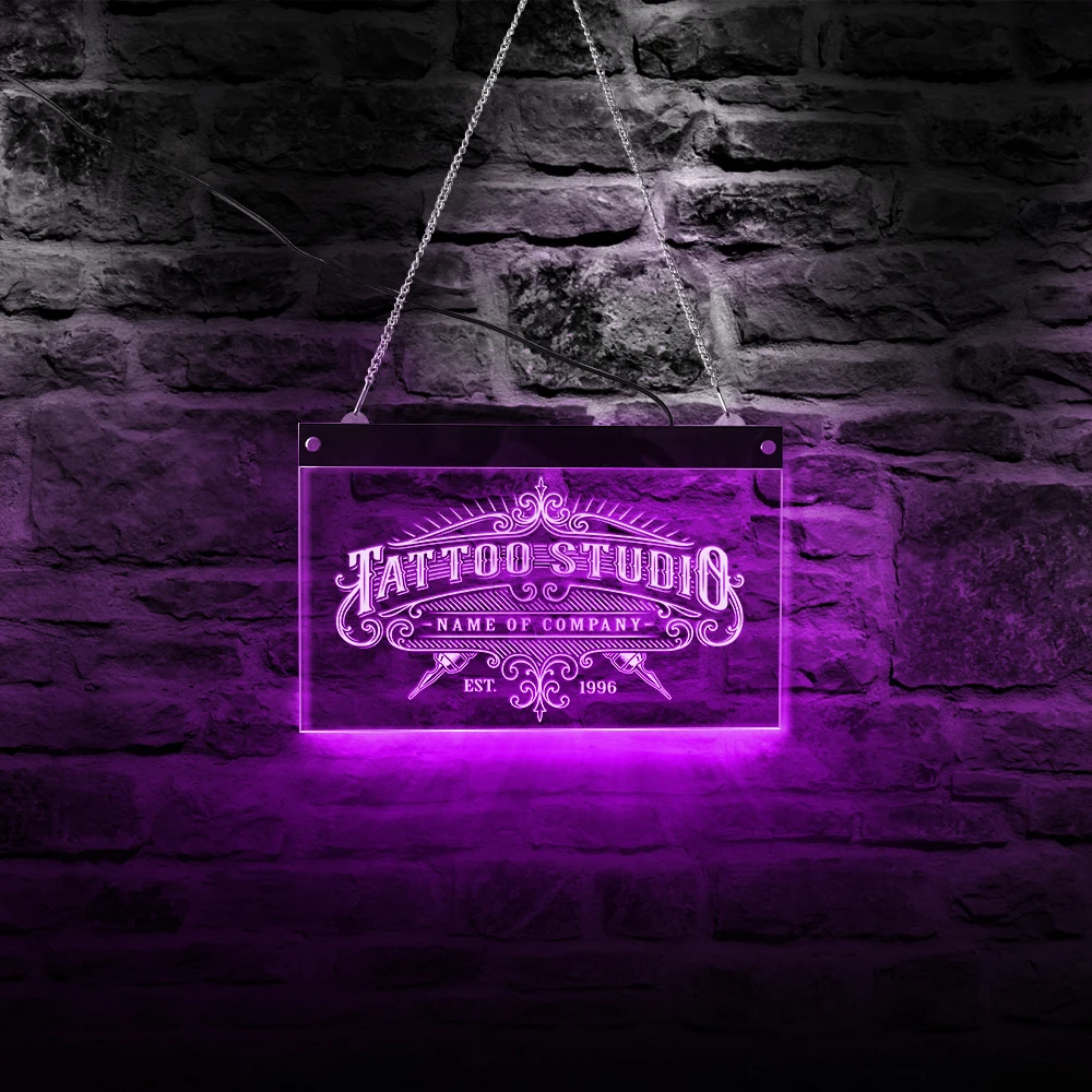 

Tattoo Studio Custom Name Acrylic Light Board Hanging LED Neon Sign Work Shop USB Power Remote Control Color Changing Light