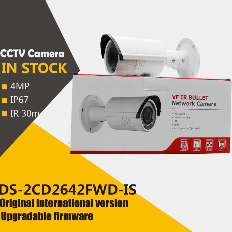 In stock original english version DS-2CD2642FWD-IS 4MP WDR Vari-focal Bullet Network Camera Support H.264+