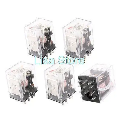 

HH53PL AC 220/240V Coil 11-Pin 3PDT Red LED Light Electromagnetic Relay 5 Pcs