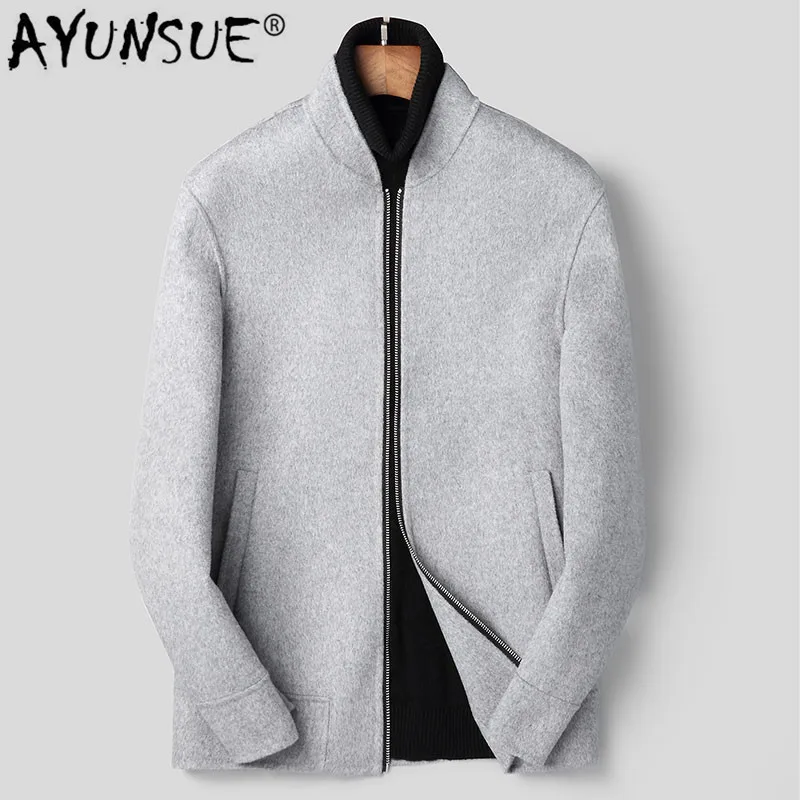 

AYUNSUE Wool Coat Men Double-sided Baseball Jacket Spring Autumn Men's Coat Plus Size Casual Mens Overcoat XY-188807 KJ2247