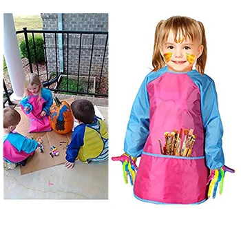 

5-8 Years Infant Burp Cloth Feeding Child Drawing And Painting Apron Waterproof Baby Girl Boy Long Sleeve Bibs Toddler